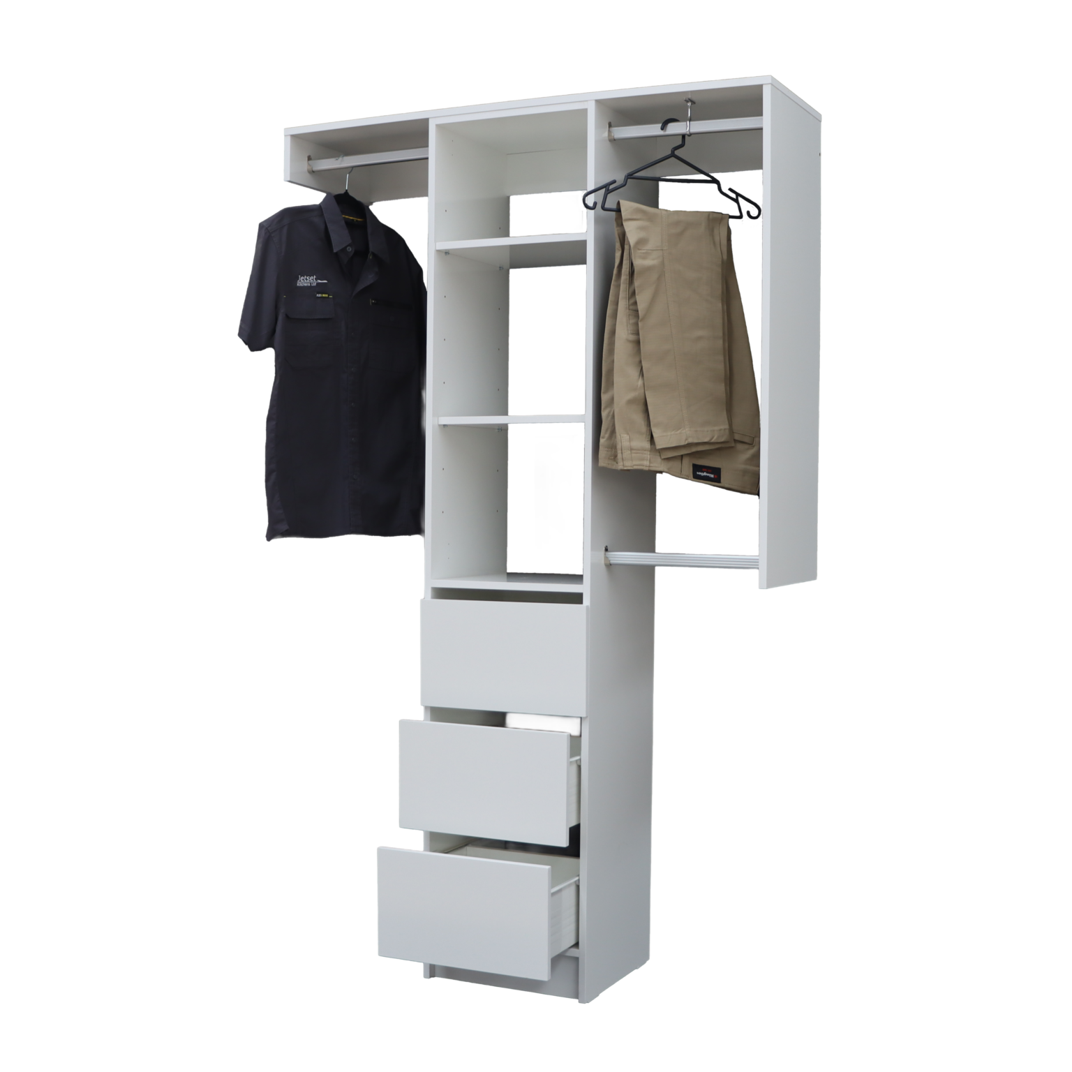 Wardrobe Organiser 600mm with Shelves 3 Drawers Kiwi Cabinets Buy